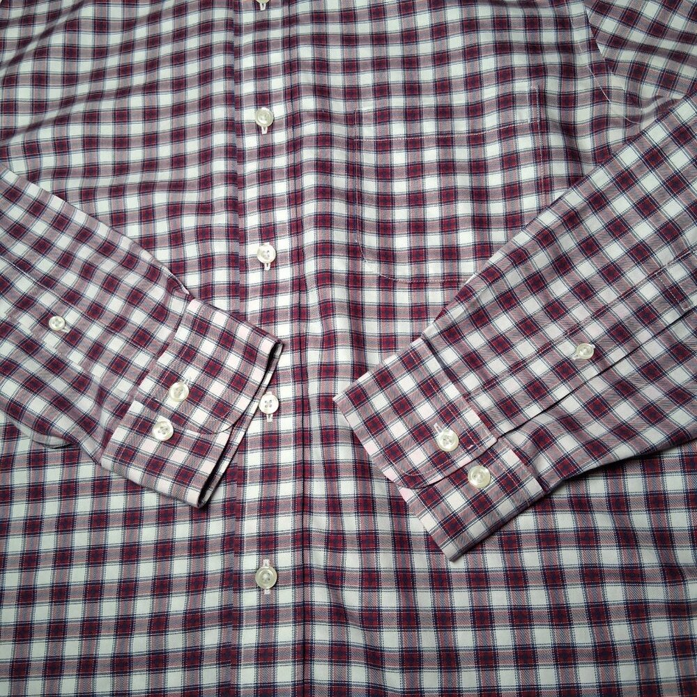 Brooks Brothers Shirt Men Meidum Regent Fit White Red Blue Plaid Button Down - Picture 12 of 14